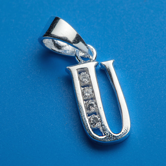 Alphabet letters genuine 925 Sterling Silver with CZ Crystal for use as a charm or pendant