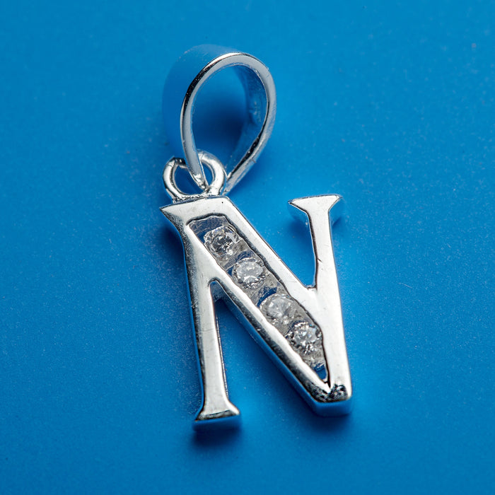 Alphabet letters genuine 925 Sterling Silver with CZ Crystal for use as a charm or pendant