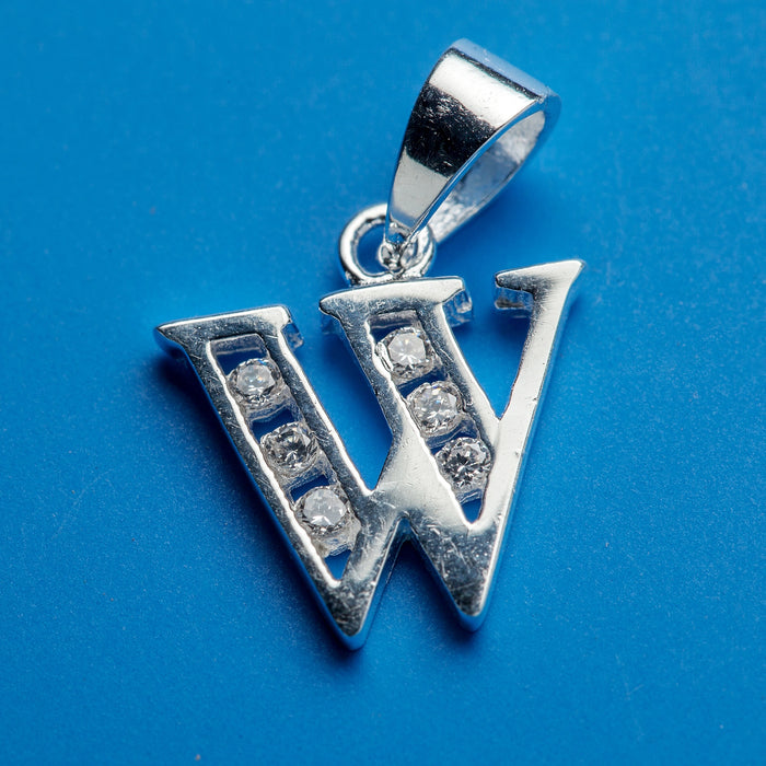 Alphabet letters genuine 925 Sterling Silver with CZ Crystal for use as a charm or pendant