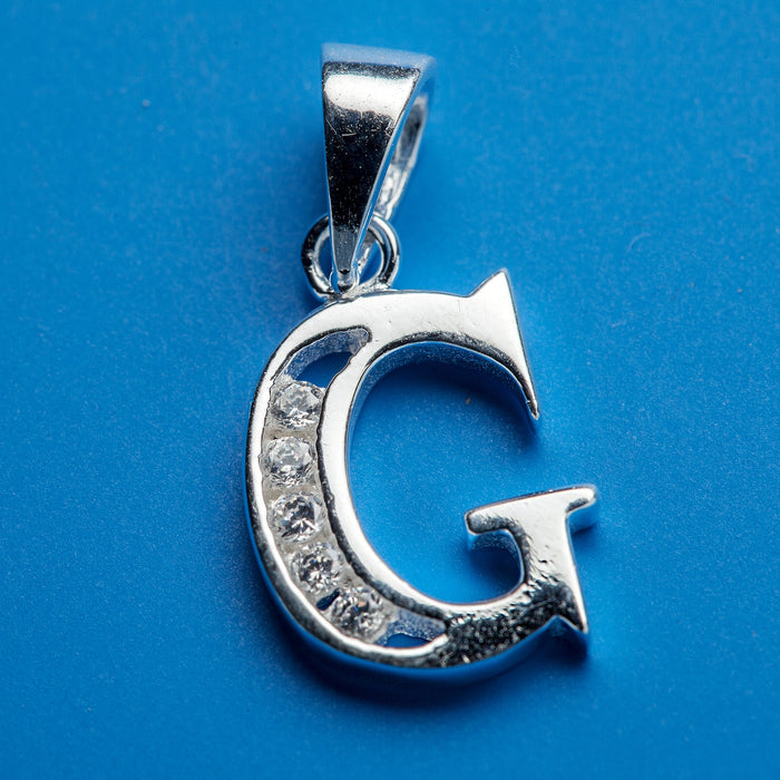 Alphabet letters genuine 925 Sterling Silver with CZ Crystal for use as a charm or pendant