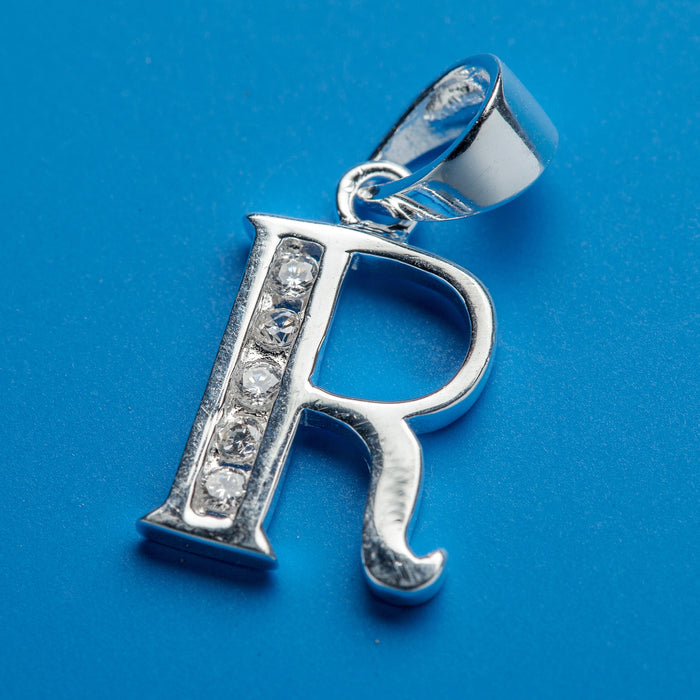 Alphabet letters genuine 925 Sterling Silver with CZ Crystal for use as a charm or pendant