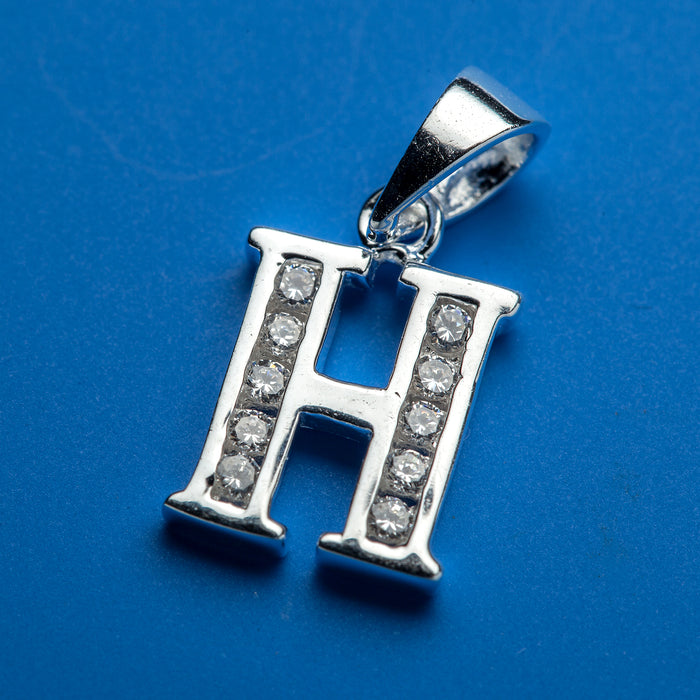 Alphabet letters genuine 925 Sterling Silver with CZ Crystal for use as a charm or pendant