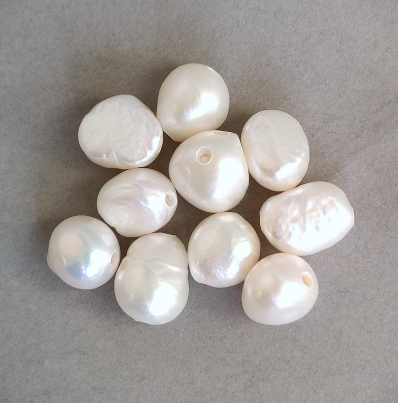 10x 2mm Big Large Hole White  Baroque Freshwater Pearl Beads for Jewellery Making