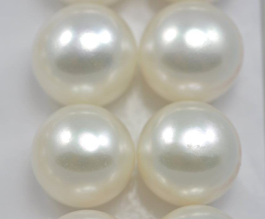 Ivory White Button Half-drilled Flat Back Freshwater Pearls for Making Earrings AAA