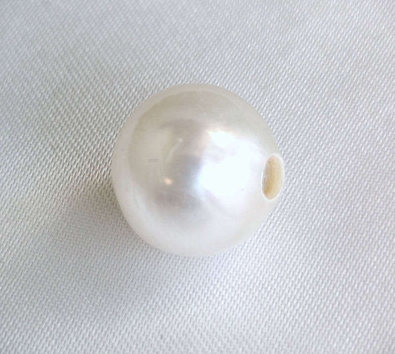 3mm Large Hole White Large Nucleated Round Baroque Genuine Freshwater Pearls Beads 12-14mm