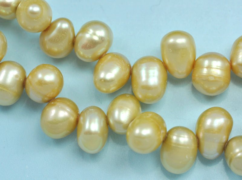 Side-drilled Head-drilled Oval Rice Freshwater Pearls 6-7 mm