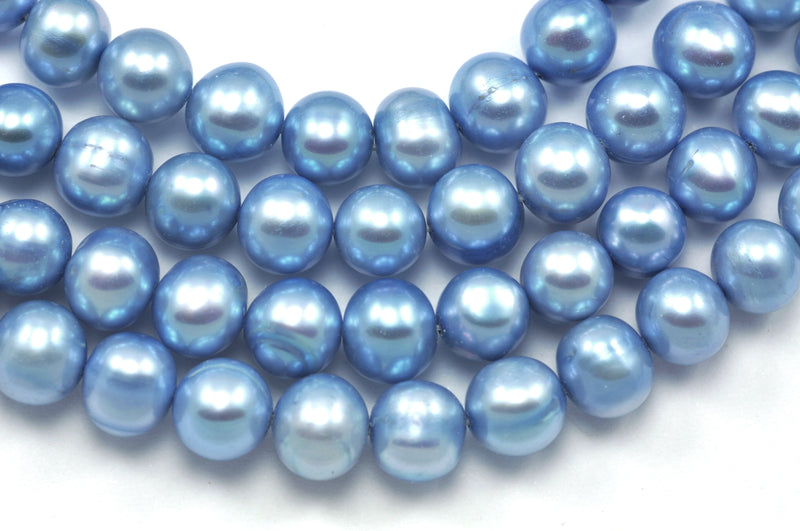 10 x Pale Blue  Near Round Freshwater Pearls Fully-drilled 6-7mm for Jewellery Making