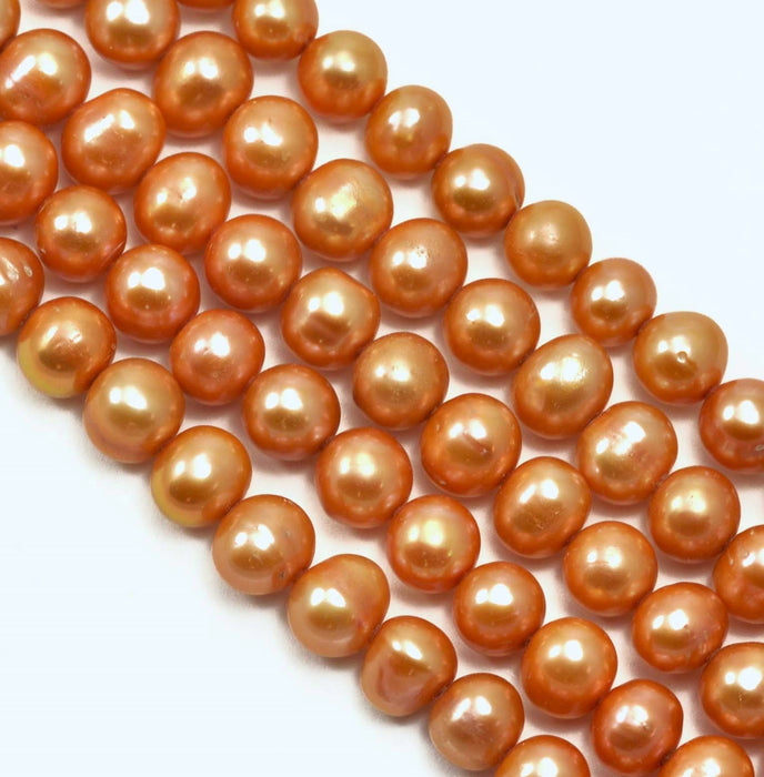 Near Round Genuine Freshwater Loose Pearls for Jewellery Making 7-8 mm - 1 string