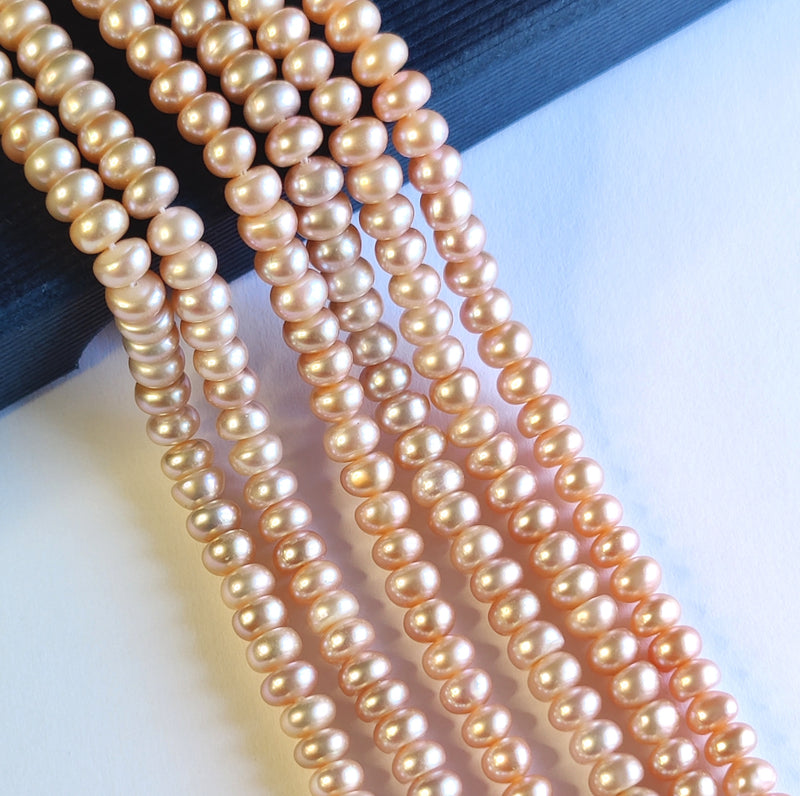 Natural  Dusty Pink Ronelle Button Freshwater Pearls Beads AA Size 5-6mm