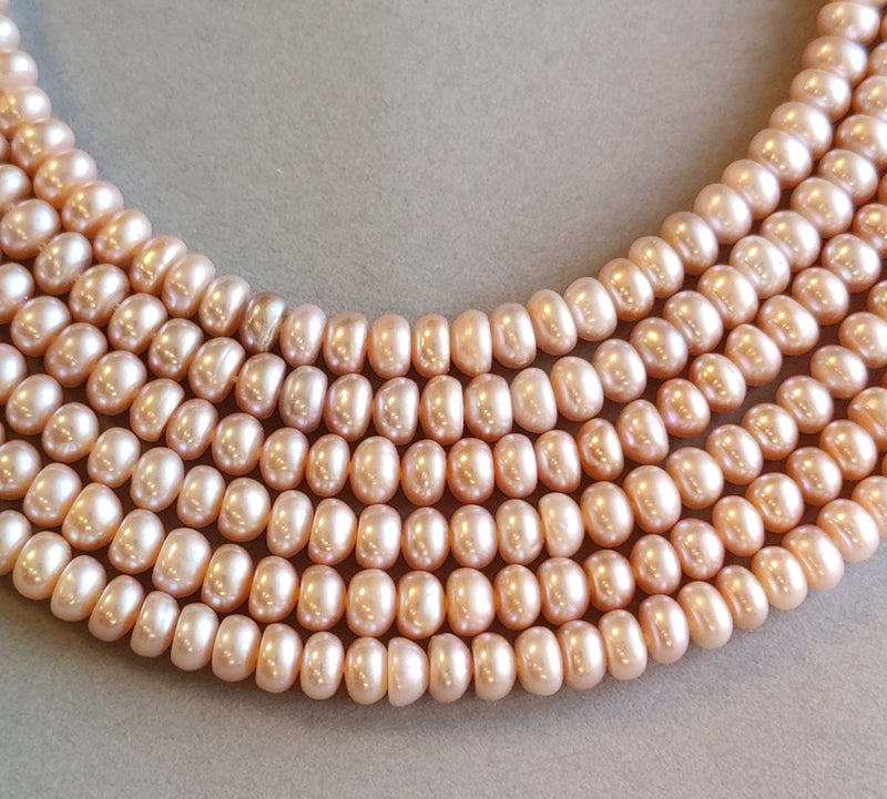 Natural  Dusty Pink Ronelle Button Freshwater Pearls Beads AA Size 5-6mm