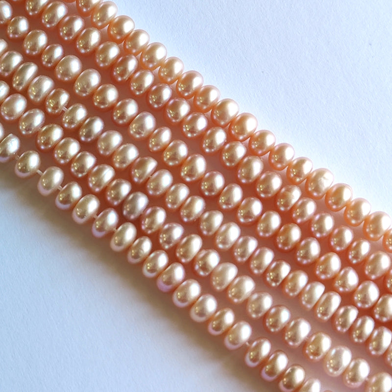 Natural  Dusty Pink Ronelle Button Freshwater Pearls Beads AA Size 5-6mm