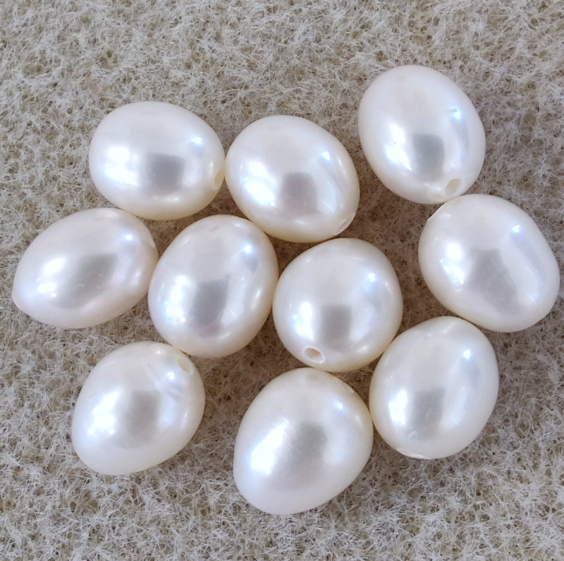 10x Ivory White Rice Oval Freshwater Pearls with 1mm hole AA Jewellery Making 5-6mm 6-7mm 7-8mm