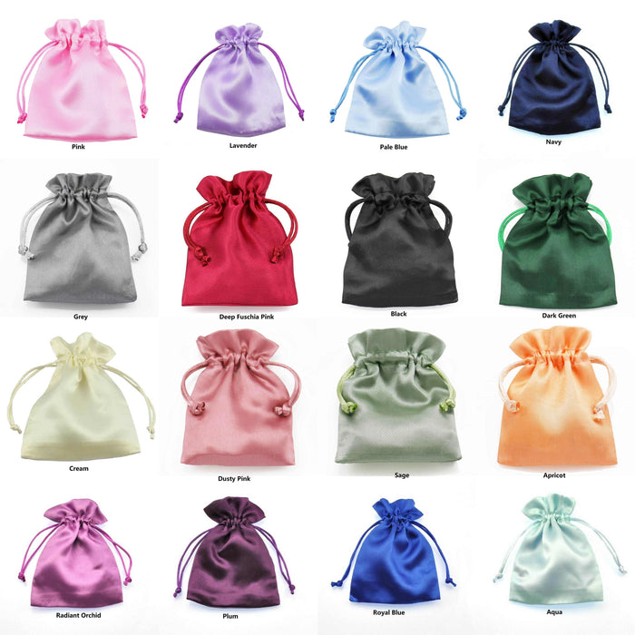 10 cm x 14 cm Silky Satin Wedding Favour Gift Bags Drawstring