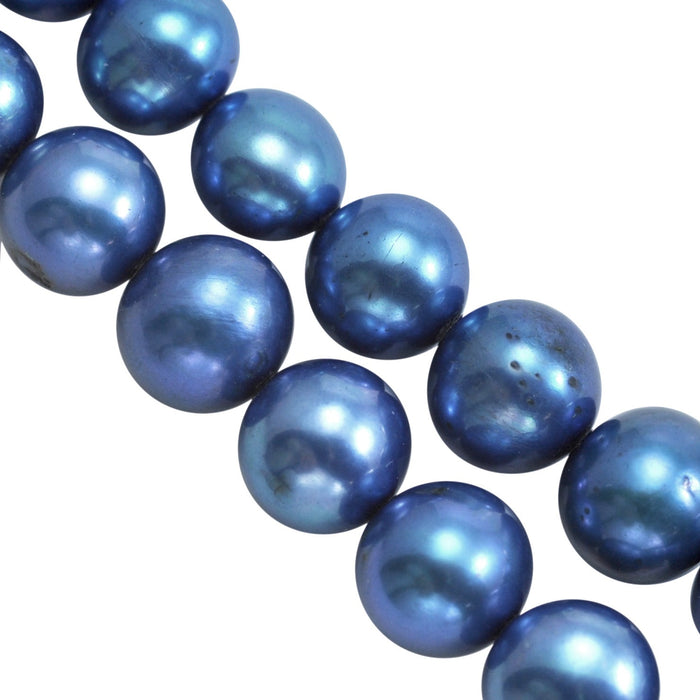 8mm Electric Blue Near Round Genuine Freshwater Pearls for Jewellery Making