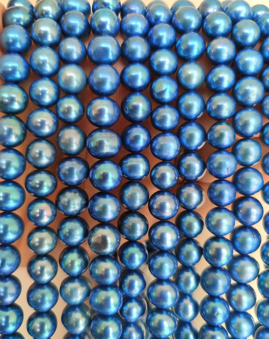 8mm Electric Blue Near Round Genuine Freshwater Pearls for Jewellery Making