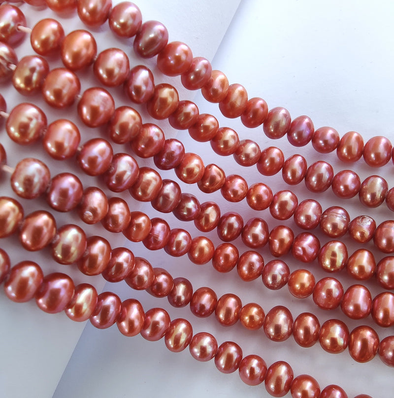 5-6mm Copper Near Round Genuine Freshwater Pearls for Jewellery Making