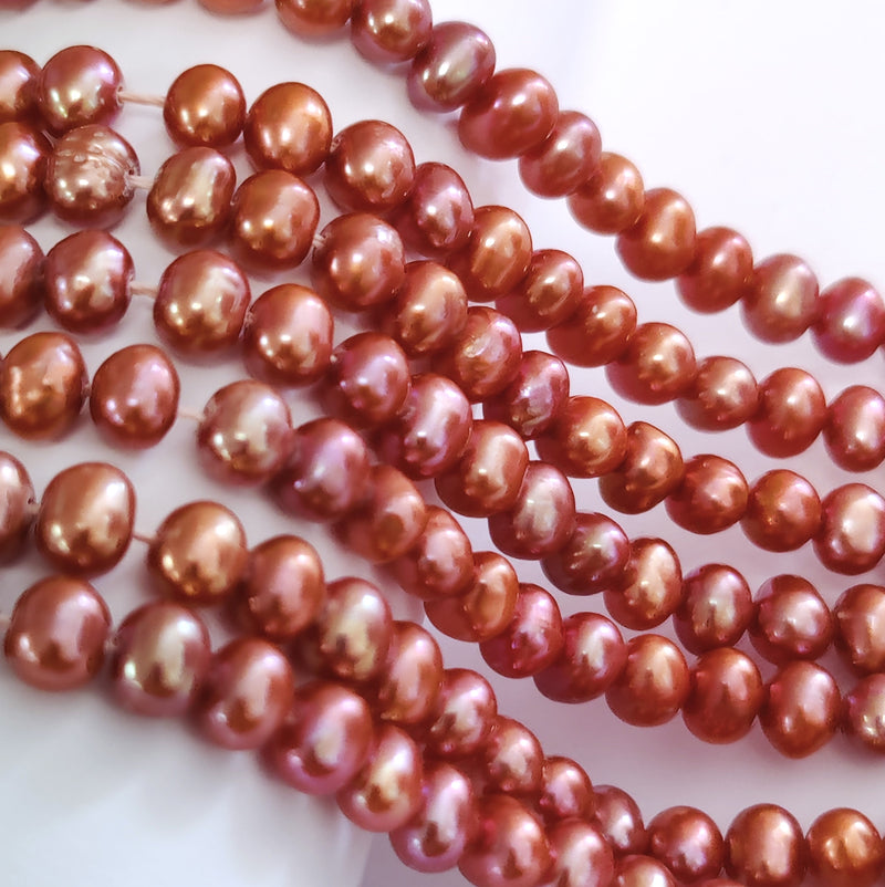 5-6mm Copper Near Round Genuine Freshwater Pearls for Jewellery Making