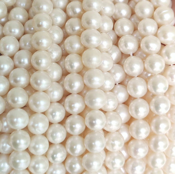 Ivory White Near Round Freshwater Pearls Loose Beads for Jewellery Making