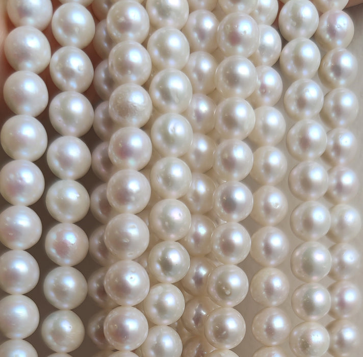 White Round AK Pearls Ivory Freshwater Beads for Jewellery Making 7 mm