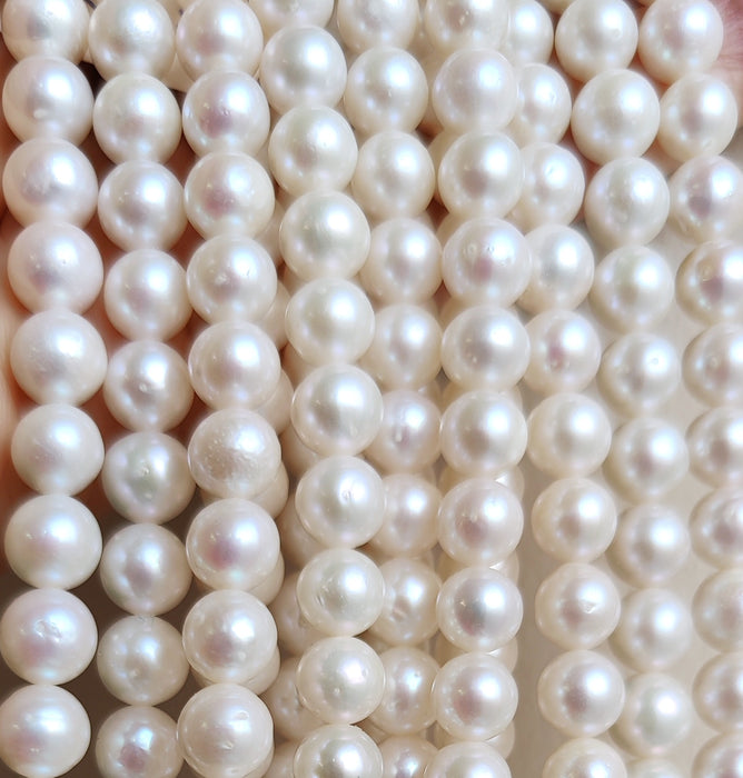 White Round AK Pearls Ivory Freshwater Beads for Jewellery Making 7 mm