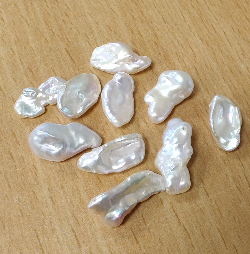 Ivory White Biwa Stick Freshwater Pearls Top-drilled for Jewellery Making A