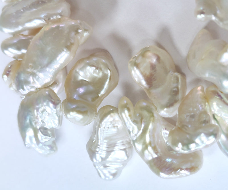 Ivory White Biwa Stick Freshwater Pearls Top-drilled for Jewellery Making A