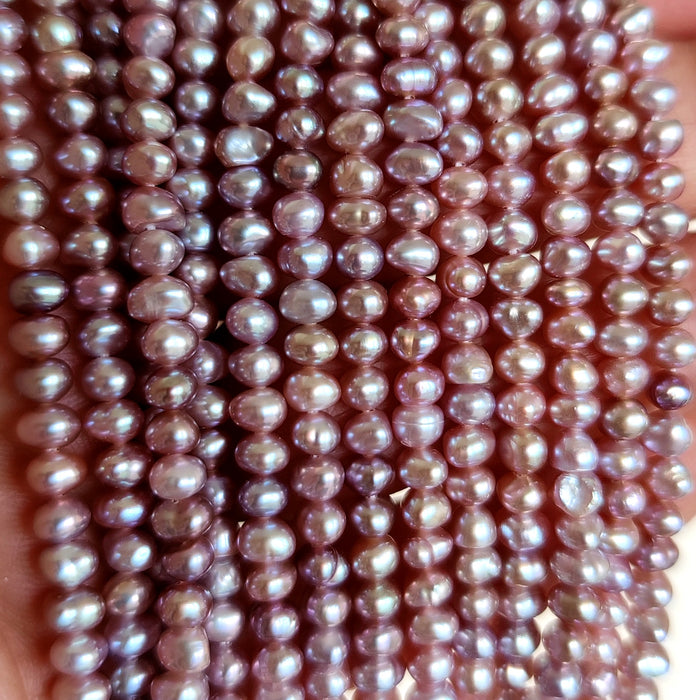 4mm Small Roundish Mauve Pink Lavender Genuine Freshwater Pearls for Jewellery Making