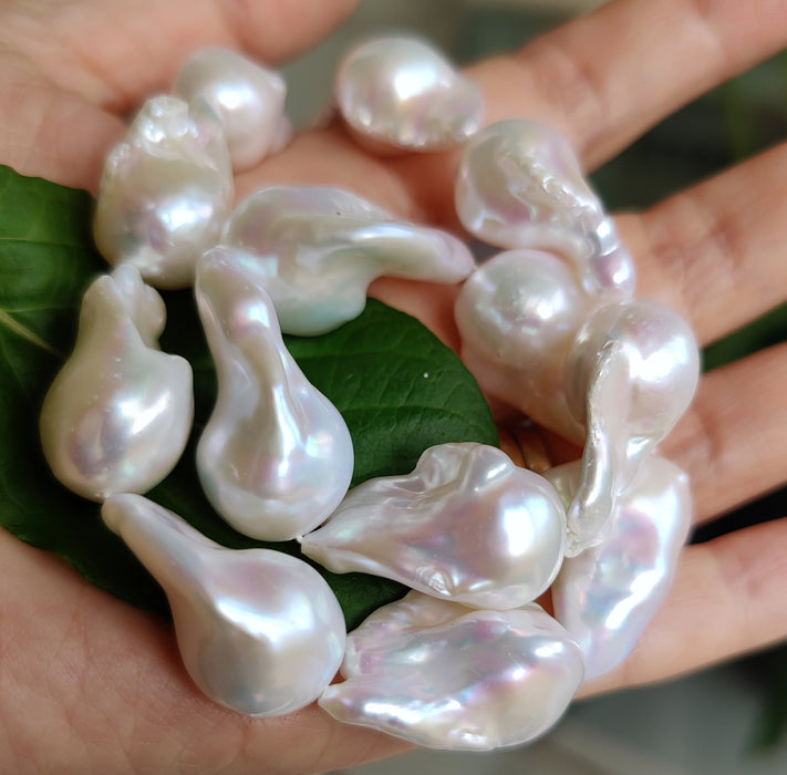 White Huge Nucleated Fireball Genuine Freshwater Pearls Jewellery Making A 16mm