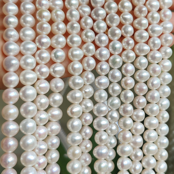 8-9mm Ivory White Roundish Potato Oval Freshwater Pearls Beads A