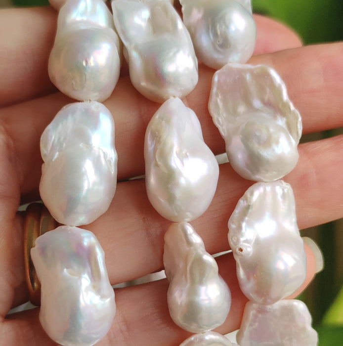 Large Nucleated Fireball White Baroque Genuine Freshwater Pearls Jewellery Making A