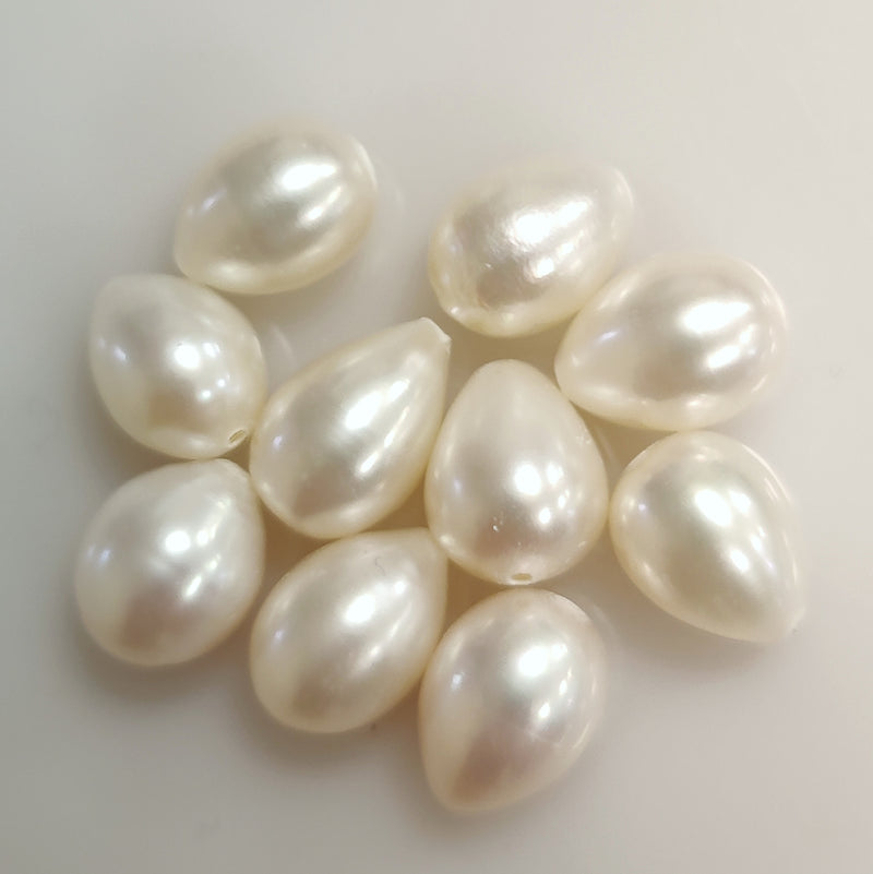 Ivory White Teardrop Freshwater Loose Pearls for Making Earrings 6-7 mm AAA