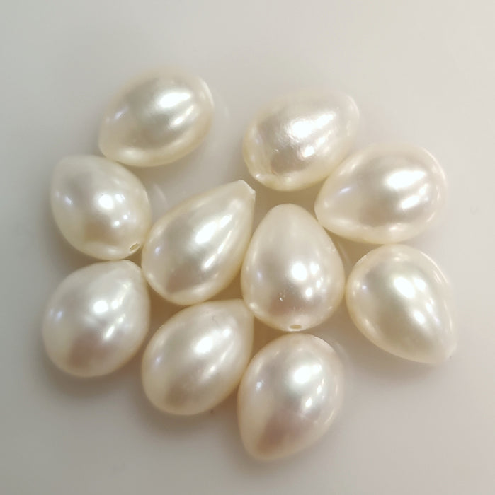 Ivory White Teardrop Freshwater Loose Pearls for Making Earrings 7-8 mm