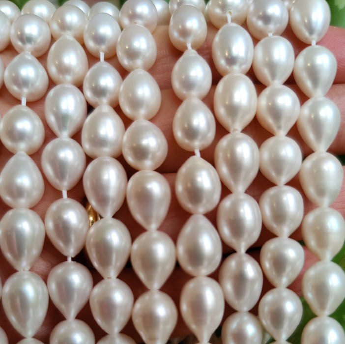 Ivory White Teardrop Freshwater Loose Pearls for Making Earrings 7-8 mm