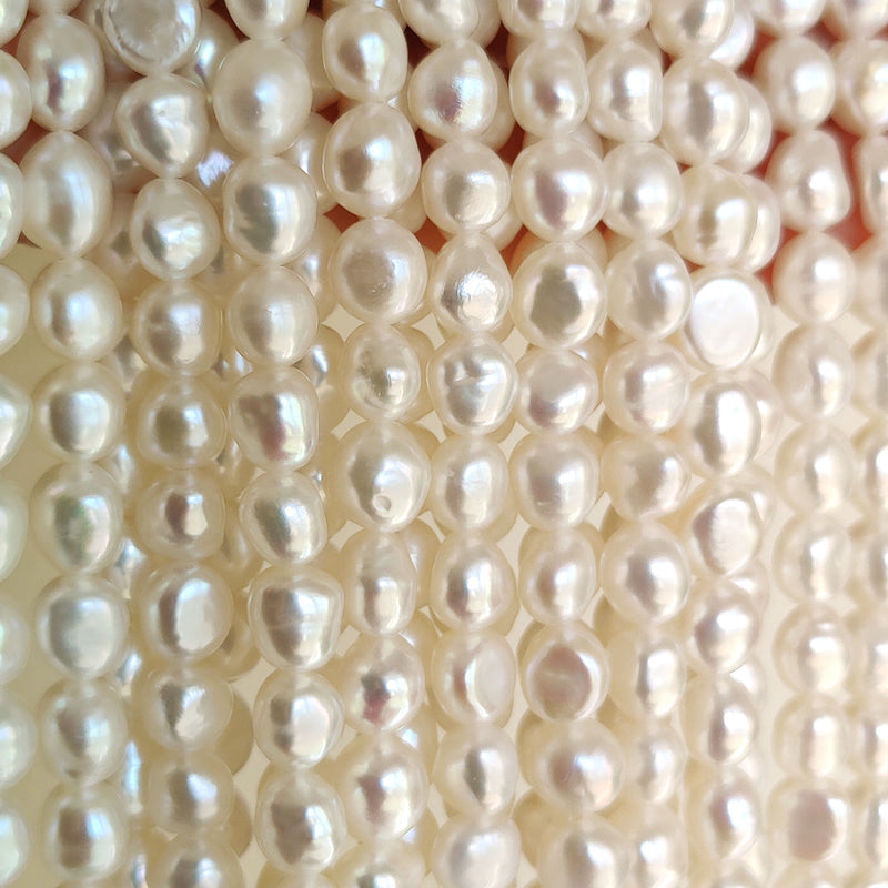 White Baroque Oval Freshwater Pearls Genuine Loose Pearls for Jewellery Making 5-6mm AA