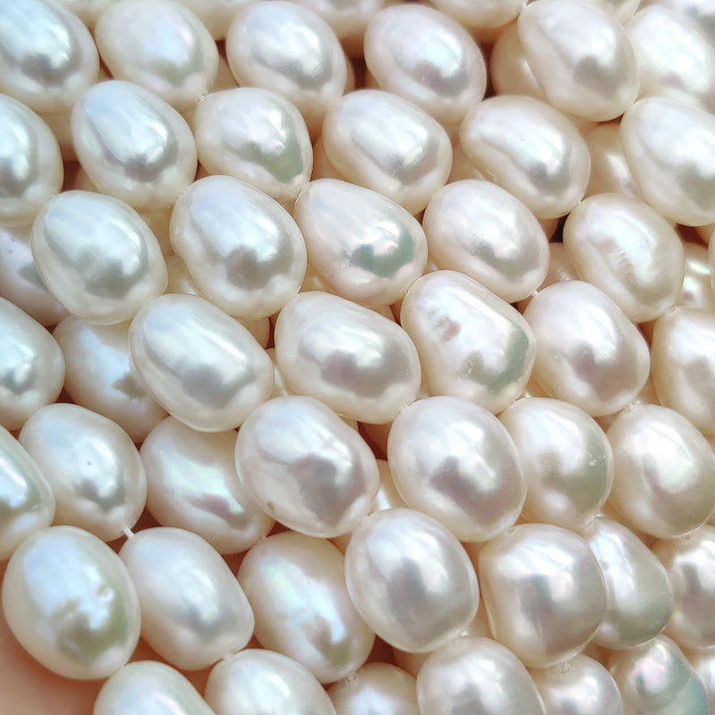 White Baroque Oval Freshwater Pearls Genuine Loose Pearls for Jewellery Making 8-9mm AA