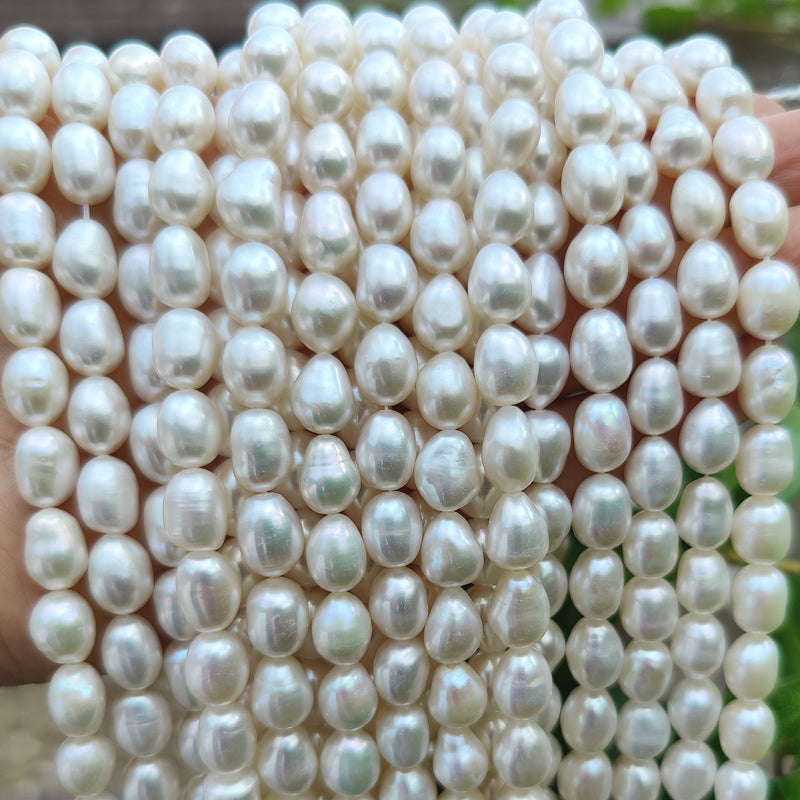 White Baroque Oval Freshwater Pearls Genuine Loose Pearls for Jewellery Making 8-9mm AA