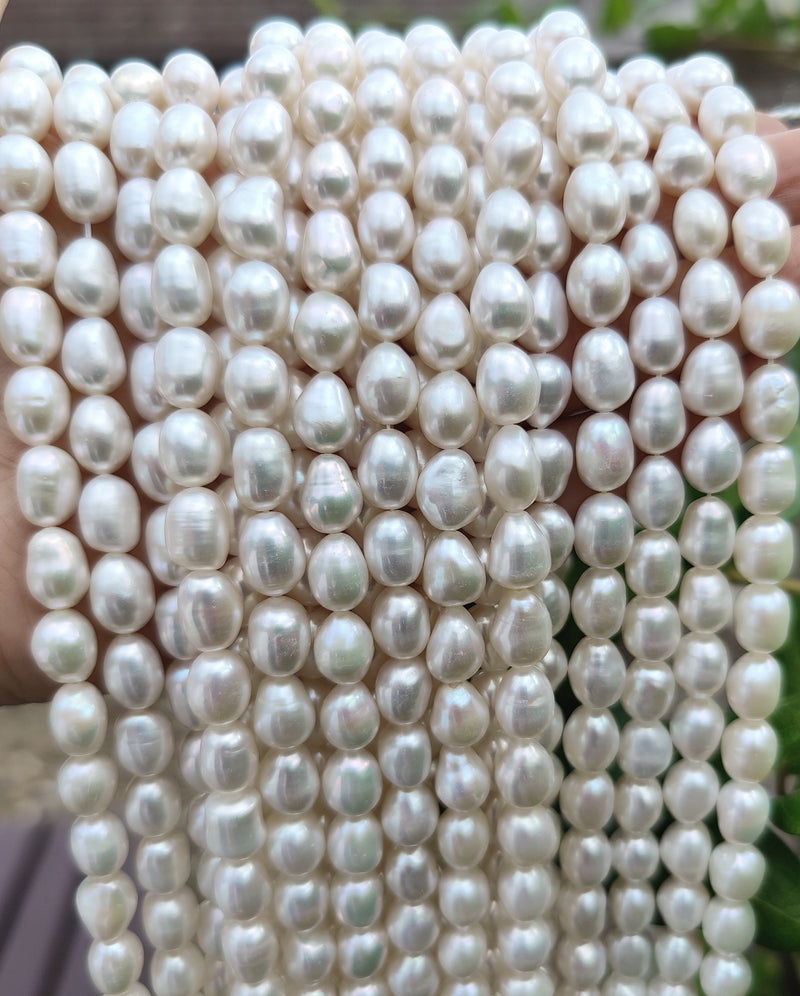 White Baroque Oval Freshwater Pearls Genuine Loose Pearls for Jewellery Making 8-9mm AA