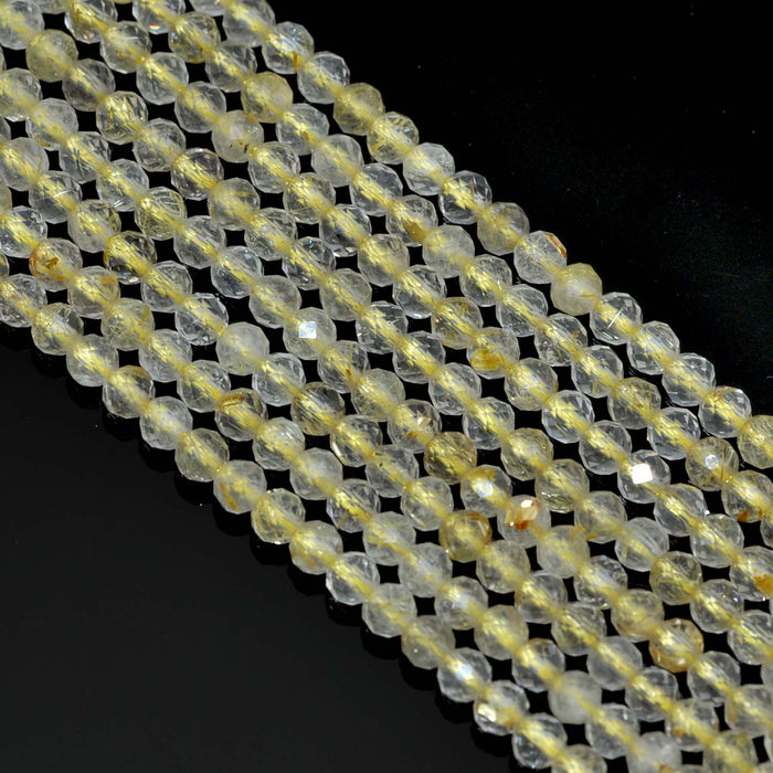 Size 3mm Faceted Round Semi-precious Gemstone Spacer Beads for Jewellery Making