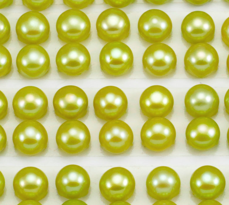 7mm Button Half-drilled Freshwater Pearls Flat Back for Making Earrings AAA