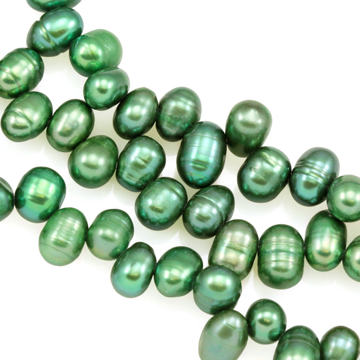 Side-drilled Head-drilled Oval Rice Freshwater Pearls 6-7 mm