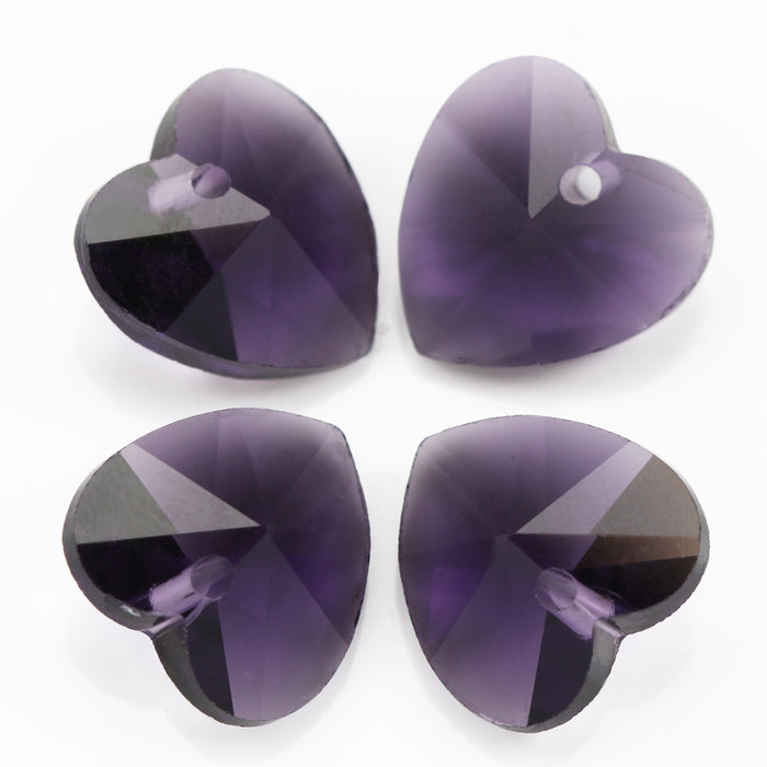 Pendant heart faceted cut glass crystal beads 14 mm for jewellery making and crafts . 12 in a pack