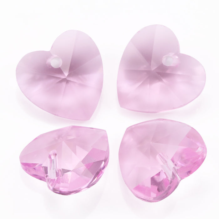 Pendant heart faceted cut glass crystal beads 14 mm for jewellery making and crafts . 12 in a pack