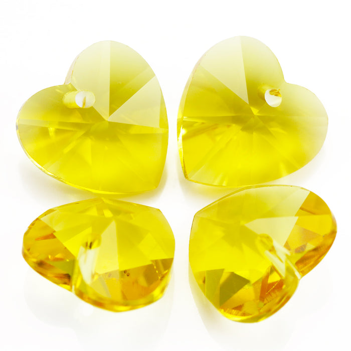 Pendant heart faceted cut glass crystal beads 14 mm for jewellery making and crafts . 12 in a pack