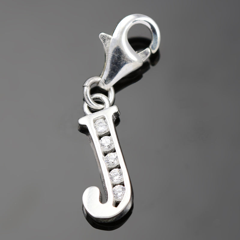 Solid 925 Sterling Silver Alphabet Letter Charm Clip on with Lobster Clasp