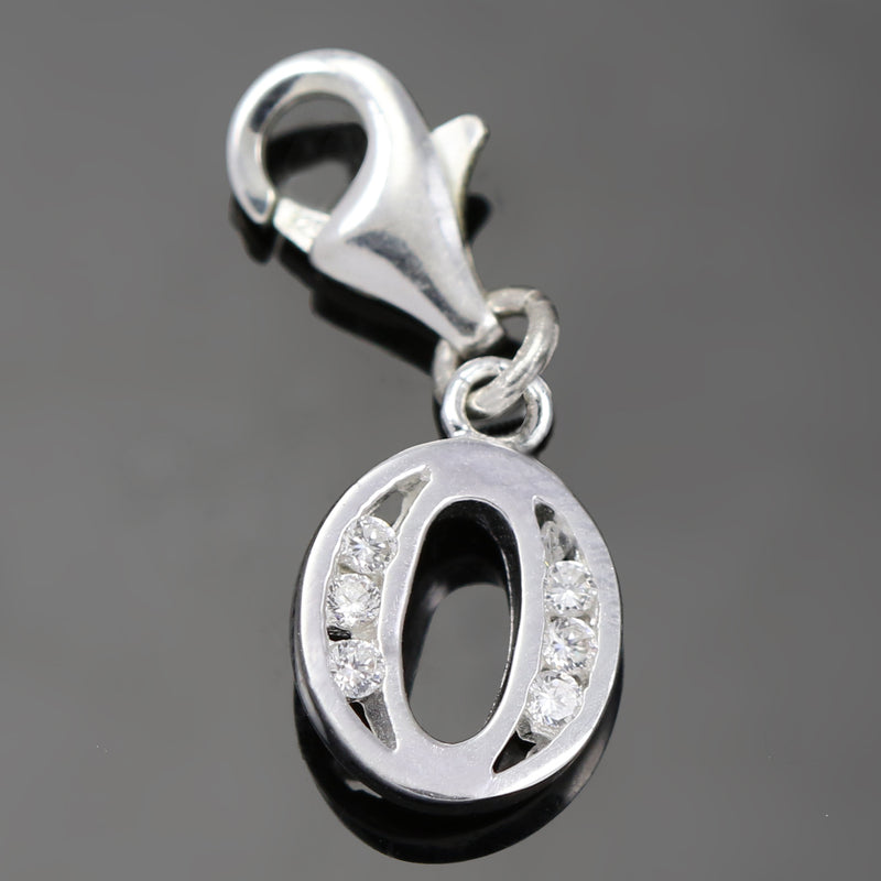 Solid 925 Sterling Silver Alphabet Letter Charm Clip on with Lobster Clasp