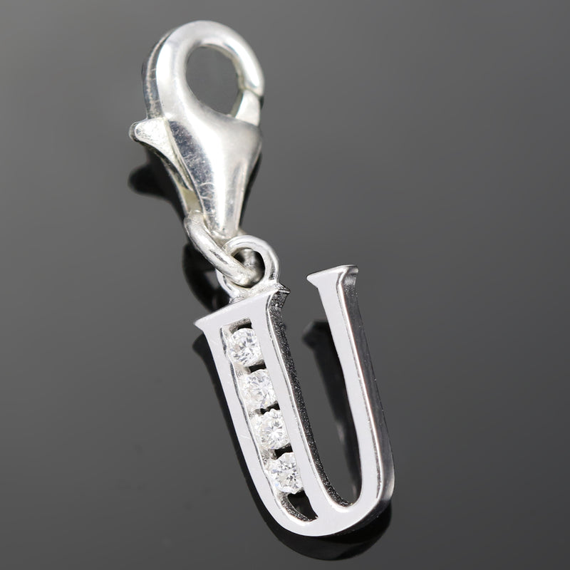 Solid 925 Sterling Silver Alphabet Letter Charm Clip on with Lobster Clasp