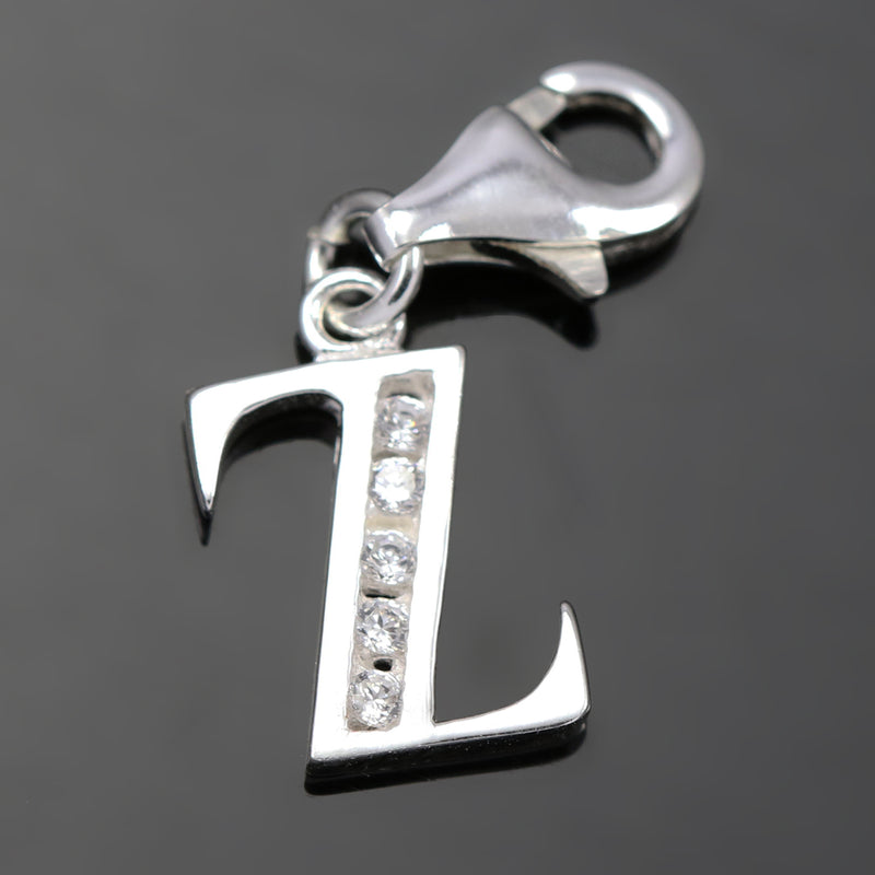 Solid 925 Sterling Silver Alphabet Letter Charm Clip on with Lobster Clasp