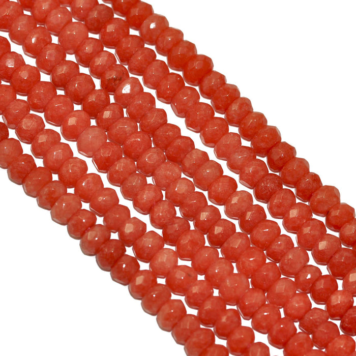 4 mm faceted rondelle agate semi-precious gemstone beads for Jewellery making , in a choice of Pinks , purples , reds and orange