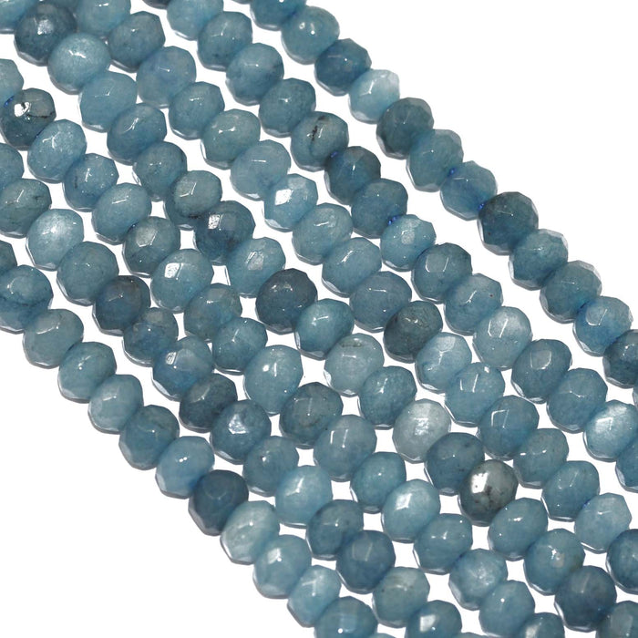 Blues, greens,  black and white 4 mm faceted rondelle agate semi-precious gemstone beads for Jewellery making .