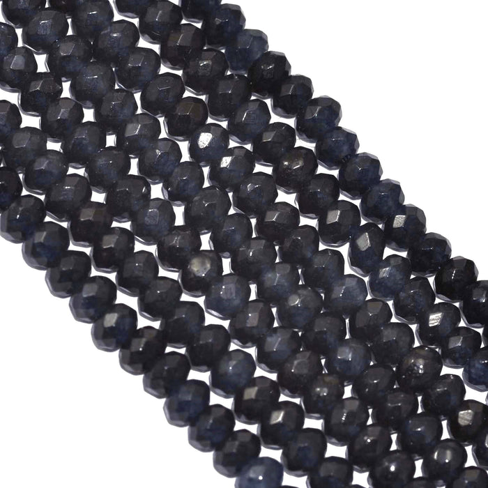 Blues, greens,  black and white 4 mm faceted rondelle agate semi-precious gemstone beads for Jewellery making .